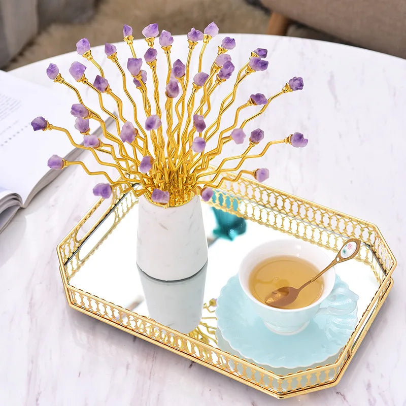 Afralia™ Modern Light Luxury Model Room Decor with Natural Purple Blooming Plants