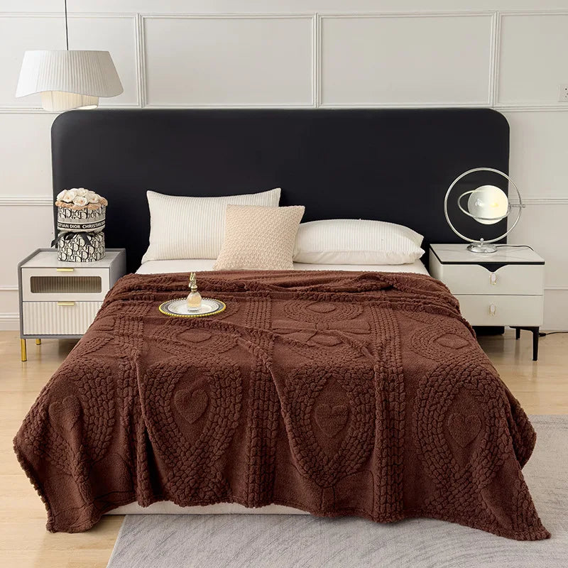 Afralia™ Jacquard Coral Velvet Sofa Cover Blanket | Soft & Warm for Spring/Autumn