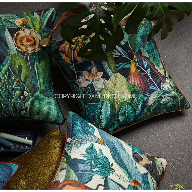 Afralia™ Tropical Rainforest Plant Print Cushion Cover - 2022 Summer Collection