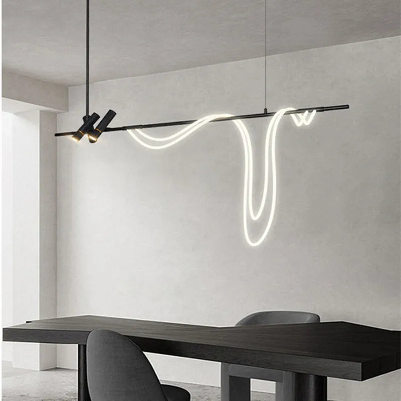 Afralia™ Nordic Hose LED Chandelier - Black Pendant Lamp for Dining Room