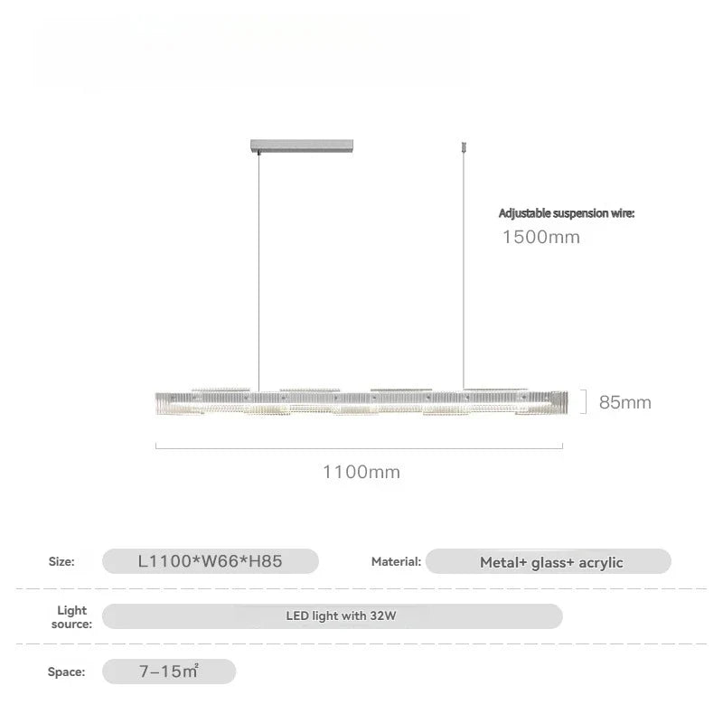 Afralia™ Black Glass Linear Chandelier for Dining Office Bar Modern Kitchen Island