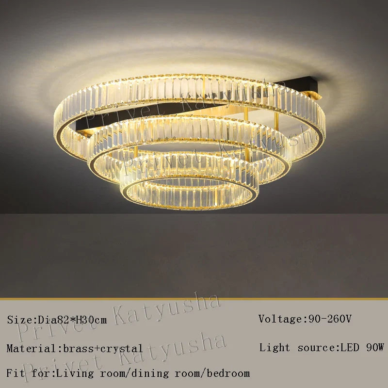 Afralia™ Gold Crystal Copper Ceiling Lamps LED Modern Home Room Decor Lighting