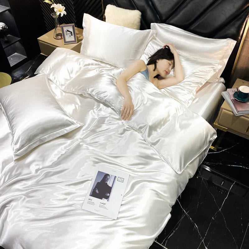 Afralia™ King Size Silk-Blend Duvet Cover Set with Pillowcases