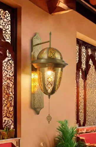 Afralia™ Exotic Moroccan Hollow Carving Wall Lamp LED E27 Industrial Iron Art