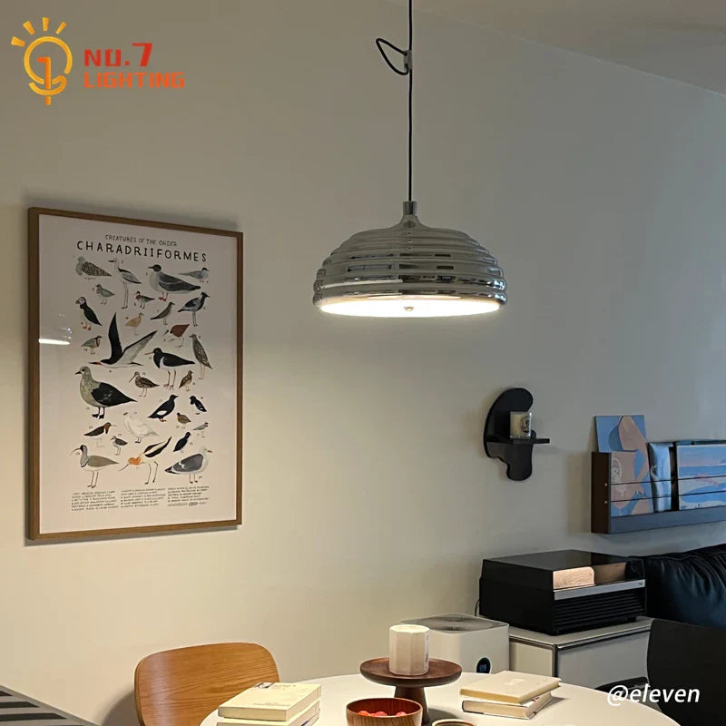 Afralia™ Chrome Swing Arm Pendant Light LED E27 Industrial Hanging Lamp