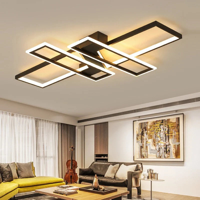 Afralia™ Modern LED Chandeliers: Living/Dining/Bedroom Ceiling Light with Remote Control, Aluminum, White/Black