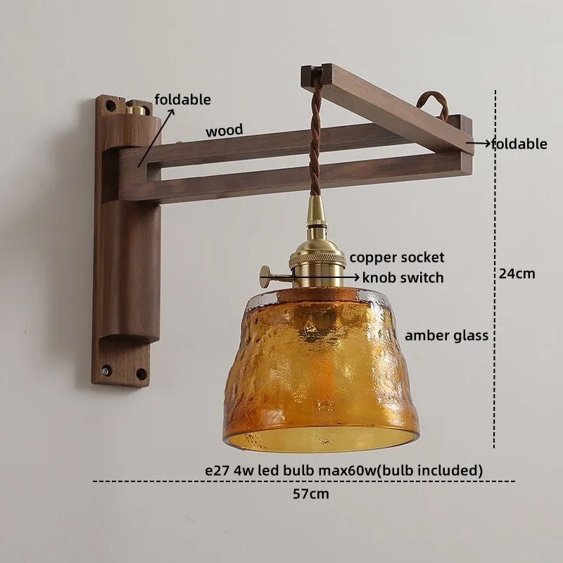 Afralia™ Walnut Copper LED Wall Lights - Modern Bedroom Balcony Living Room Decor