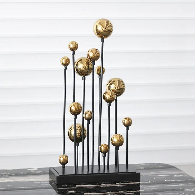 Afralia™ Geometric Metal Ornaments Golden Balloon Home Decor