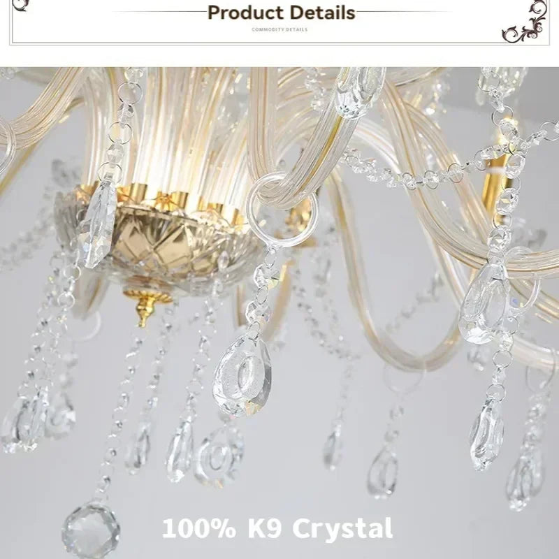 Afralia™ Crystal Candelabra Pendant Chandelier, Elegant Lighting Fixture for Bedroom, Dining & Living Room