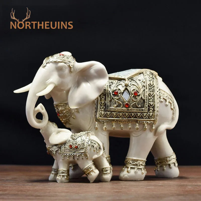 Afralia™ Resin Elephant Feng Shui Statue Handicrafts European Lucky Home Decor Ornament