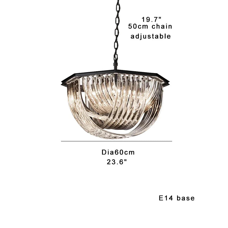 Afralia™ Black Stainless Steel Crystal Glass Chandelier LED Dimmable Luxury Nordic Light