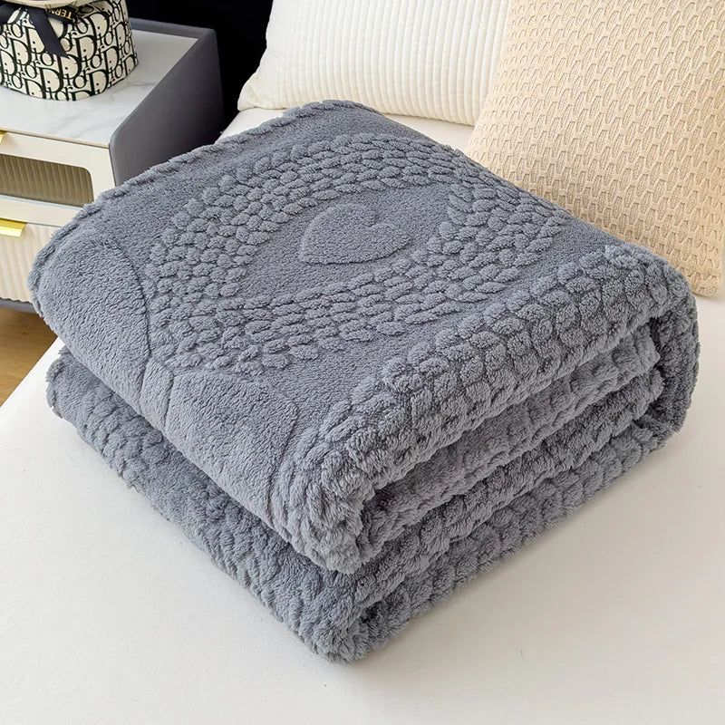 Afralia™ Taffeta Velvet Jacquard Coral Fleece Blanket: Warm, Skin-Friendly, Multi-Functional Sofa Cover