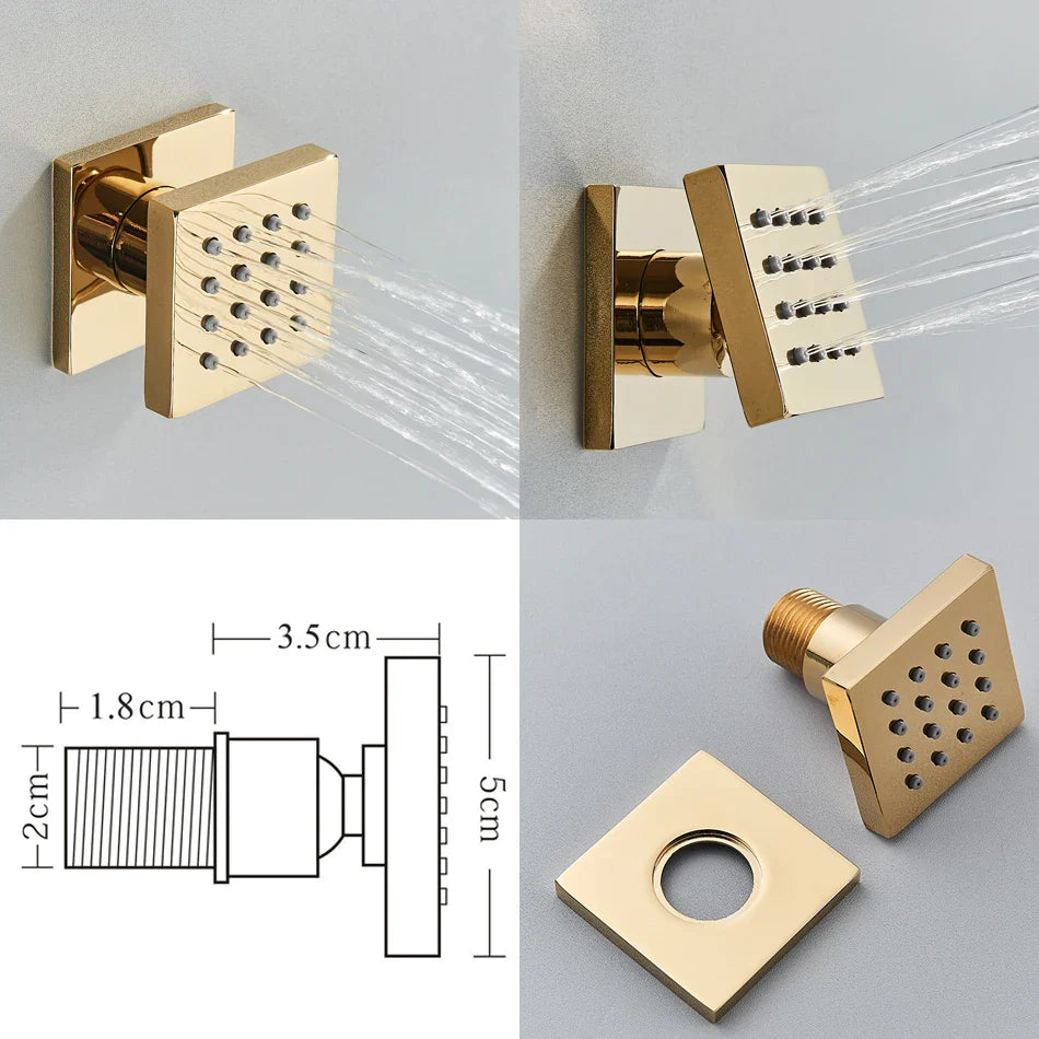 Afralia™ Brass Square Body Spray Shower Jets for Luxury Spa Massage Experience