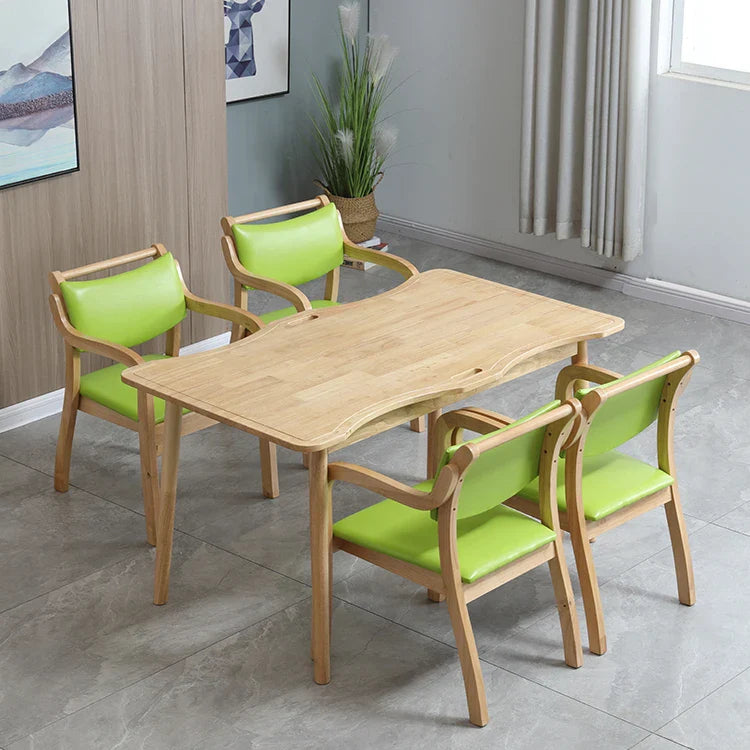 Afralia™ Solid Wood Dining Table Chairs Set - Apartment Furniture Leisure Dining Chairs