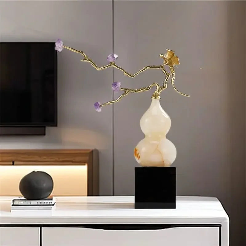 Afralia™ Crystal Jade Gourd Wealth Ornament - Modern Light Luxury Accent Piece