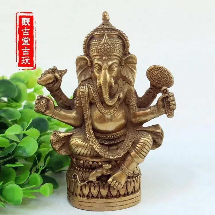 Afralia™ Bronze Ganapati Elephant Buddha Statue