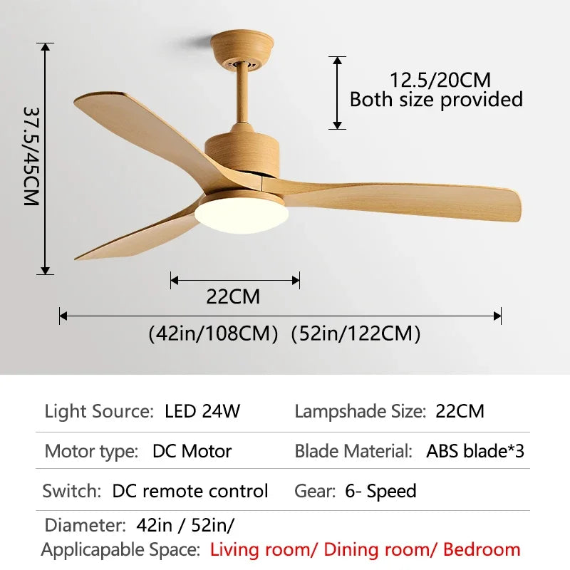 Afralia™ 52" DC Motor Ceiling Fan with LED Light & Remote Control