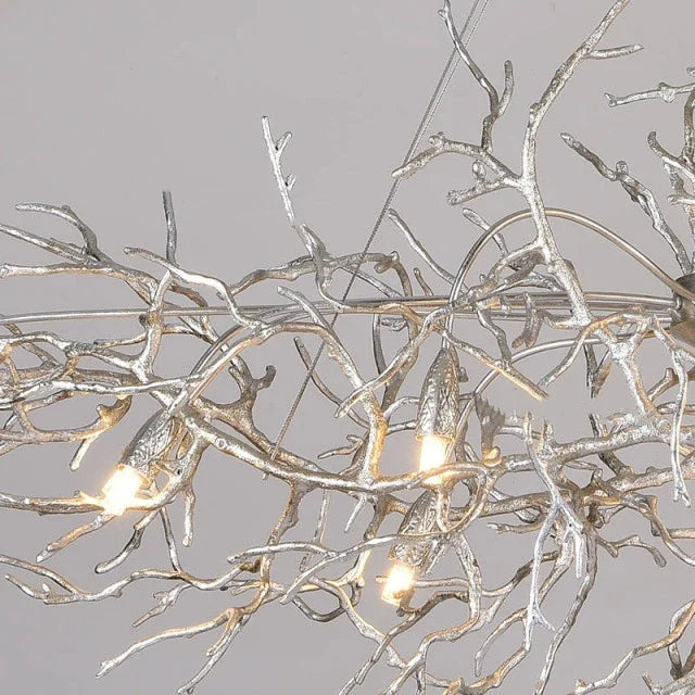 Afralia™ LED Branch Crystal Chandelier Copper Suspension Lights Luxe Ceiling Pendant