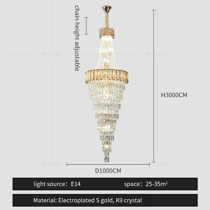 Afralia™ Crystal Chandelier: High-End Duplex & Spiral Staircase Light for Luxury Living Spaces