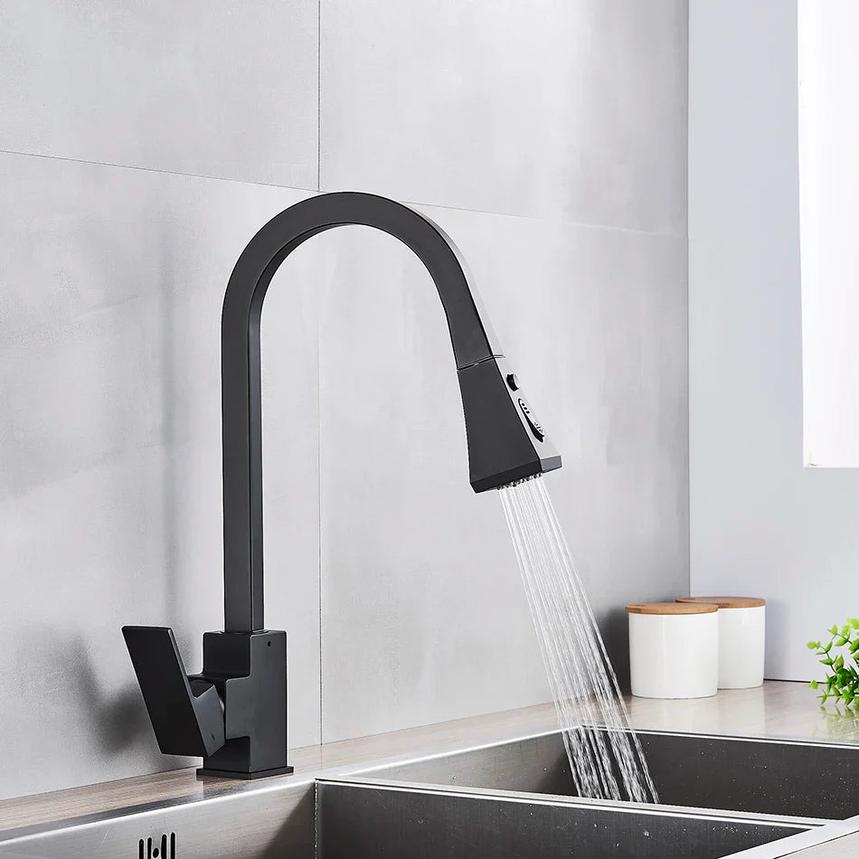 Afralia™ Pull Out Kitchen Faucet Single Handle Swivel 360° Hot Cold Mixer Tap