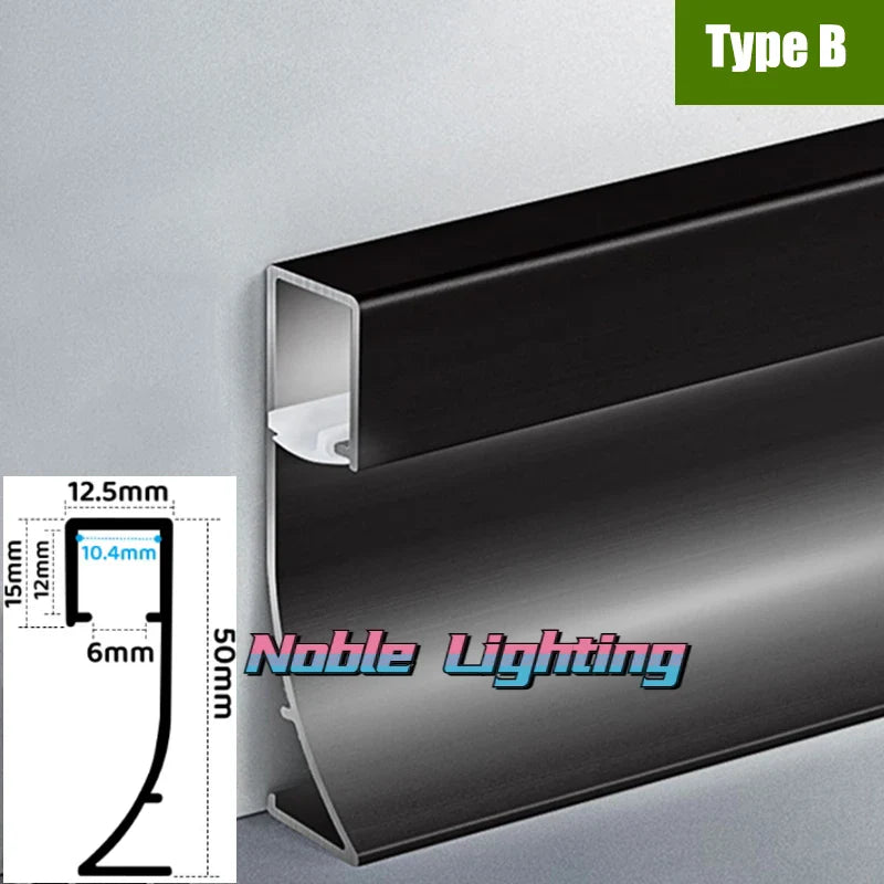 Afralia™ 5cm LED Aluminium Profile Baseboard for Surface Mounted Linear Lighting