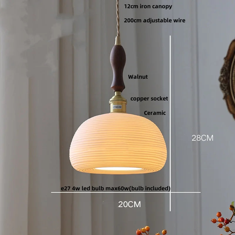 Afralia™ Ceramic LED Pendant Lamp with Adjustable Copper Socket - Nordic Modern Home Decor