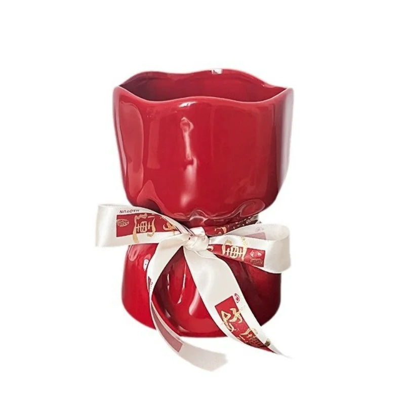 Afralia™ Bouquet Shape Ceramic Vase Pot Home Decoration Floral Arrangement Accessories