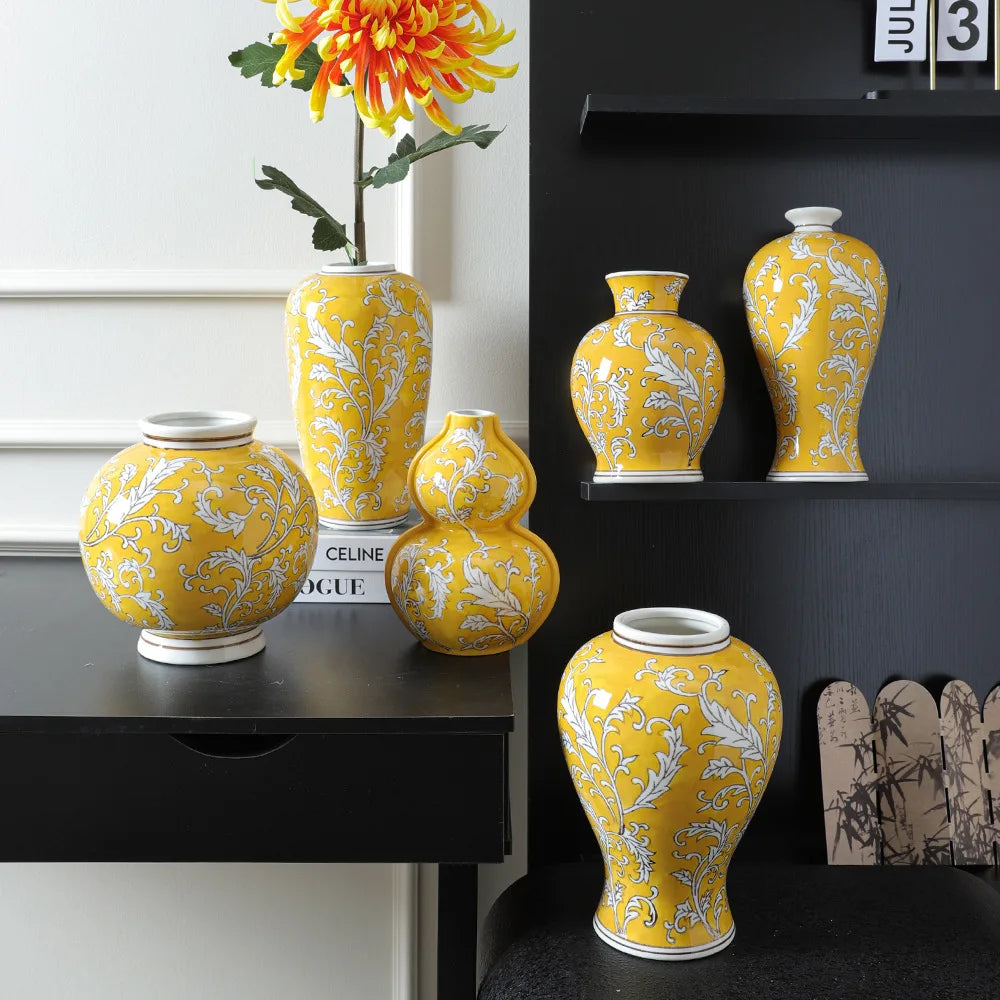 Afralia™ Blue White Porcelain Vase Chinese Retro Home Decor Flower Vase