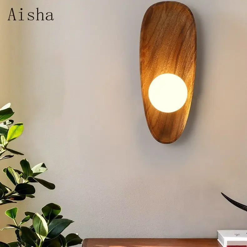 Afralia™ Mood Walnut Wood LED Wall Lamp - Indoor Decorative Lighting