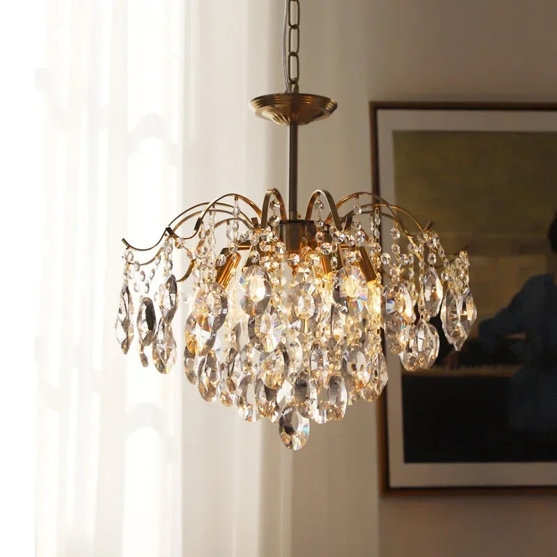 Afralia™ Retro Crystal Chandelier for Bedroom Dining Living Room Cloakroom