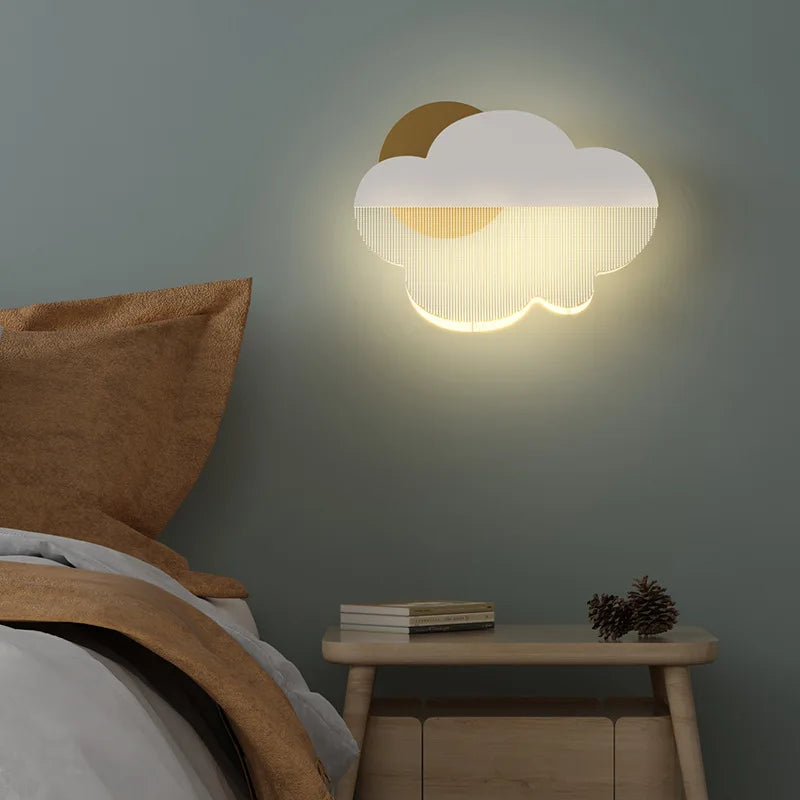 Afralia™ LED Cloud Shape Acrylic Wall Sconces for Bedroom & Children's Room