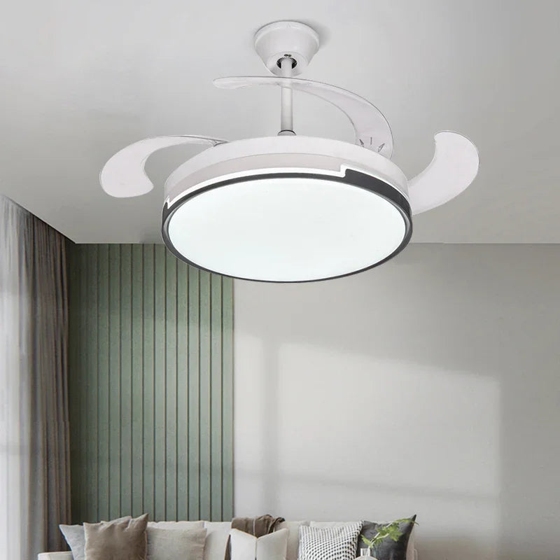Afralia™ Luminous LED Fandelier Fan Invisible Ceiling Retractable Blades Remote Control