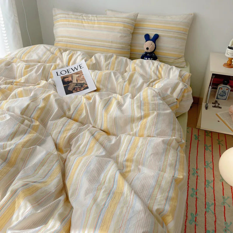 Afralia™ Striped Bedding Set, Soft Single Duvet Cover for All Seasons