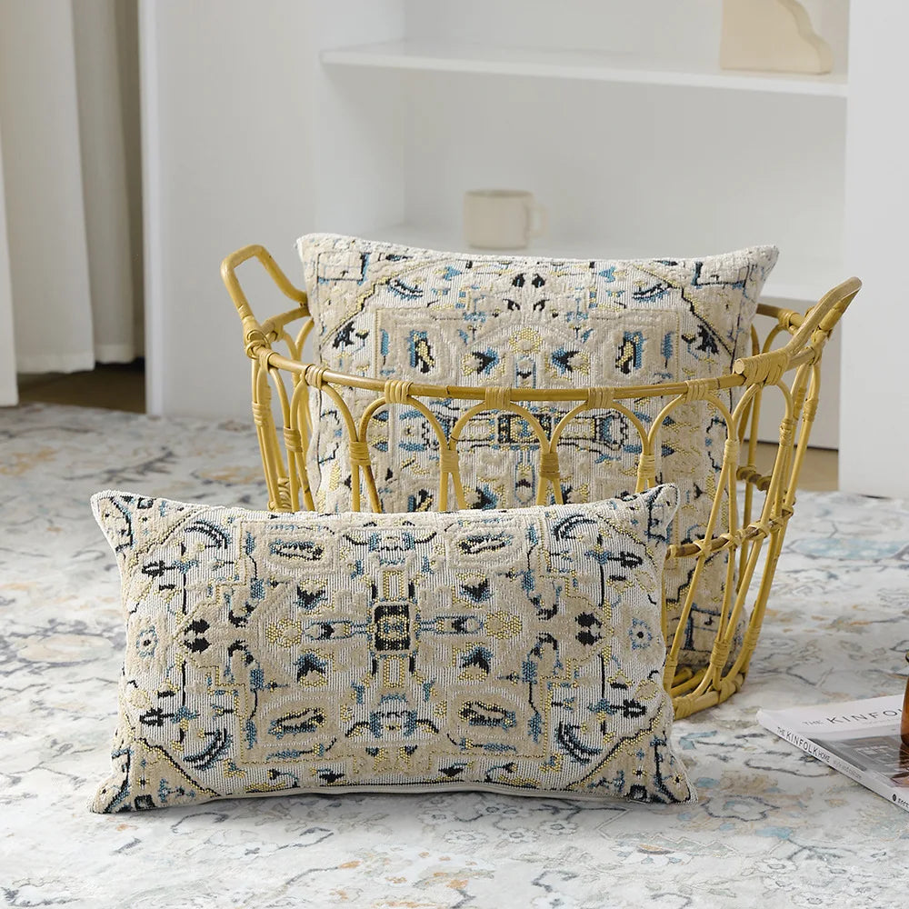 Afralia™ Chenille Luxury Retro Pillow Cover 30x50cm 45x45cm 50x50cm Ivory Blue Red