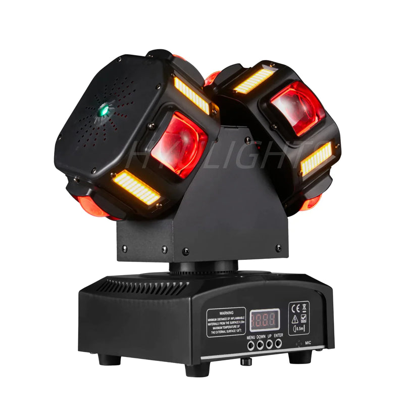 Afralia™ 8x12W RGBW 140W Dual Head LED Beam & Strobe & Laser 3-in-1 DJ Light