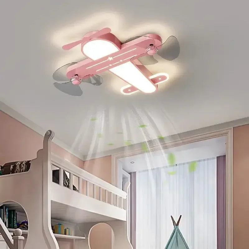 Afralia™ Kids Room Airplane Ceiling Fan Light Fixture