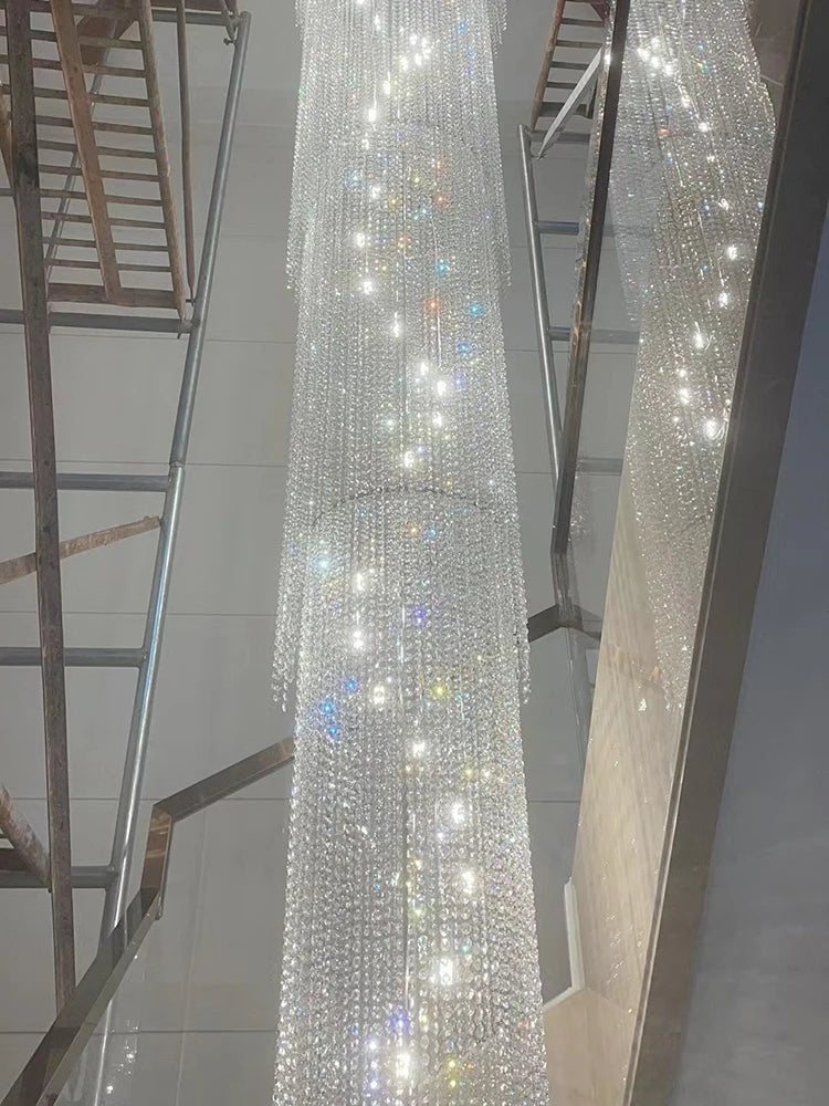 Afralia™ Crystal Chandelier: Luxury Rotating Staircase Lighting for Living Room