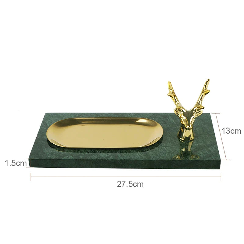 Afralia™ Marble Vanity Mirror Tray Luxury Bathroom Accessories