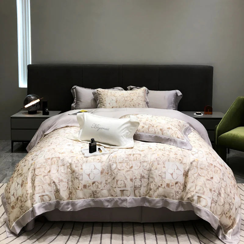Afralia™ Eucalyptus Lyocell Flowers Duvet Set with Sheet & Pillowcases