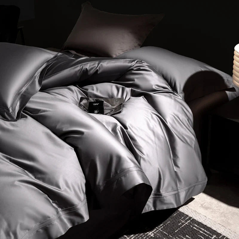 Afralia™ Luxury Solid Color 1000TC Egyptian Cotton Bedding Set: 4Pcs