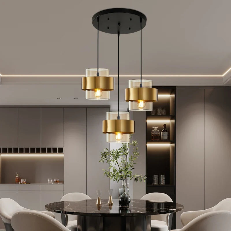 Afralia™ Golden Pendant Lights for Aisle, Restaurant, Bedroom - Nordic Postmodern Minimalist Style