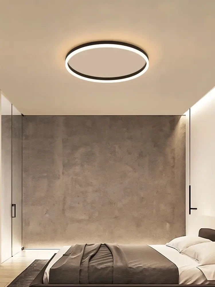 Afralia™ Modern Circle Dimmable Ceiling Chandelier for Bedroom - Nordic Minimalist LED Ceiling Lights
