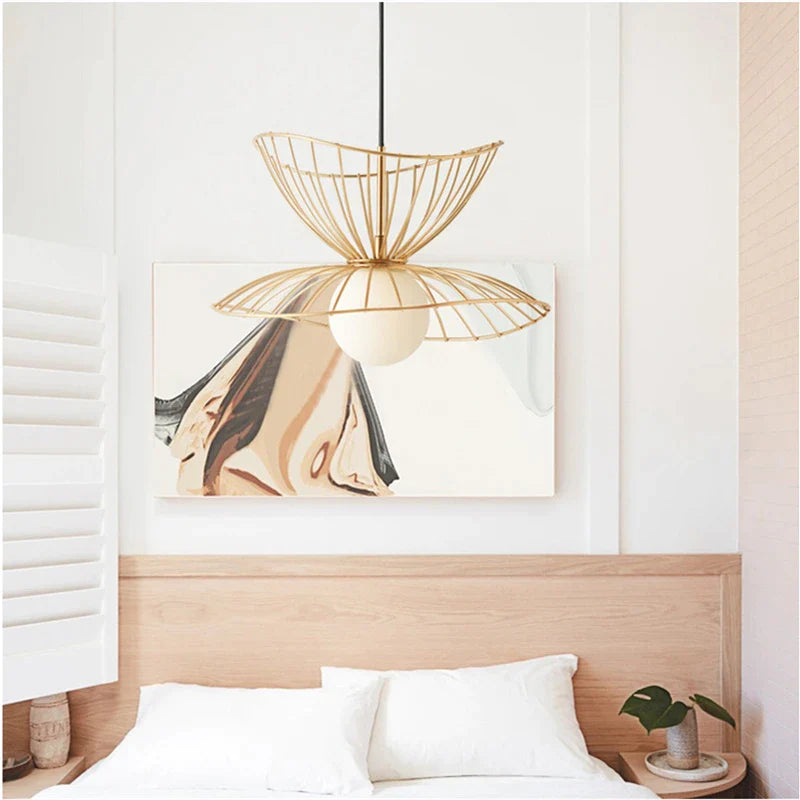 Afralia™ Nordic Straw Hat Chandelier: Classic Iron Pendant Lamp for Kitchen, Dining Table, and Bedroom