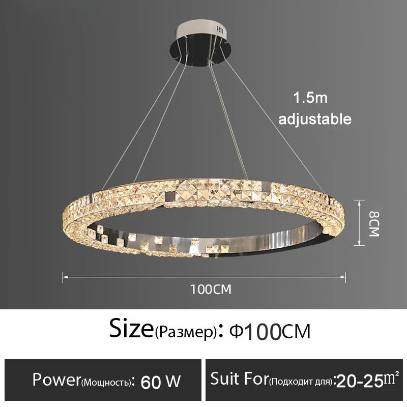 Afralia™ Luxury Crystal Pendant Chandelier with LED Lights for Dining, Bedroom, and Living Room