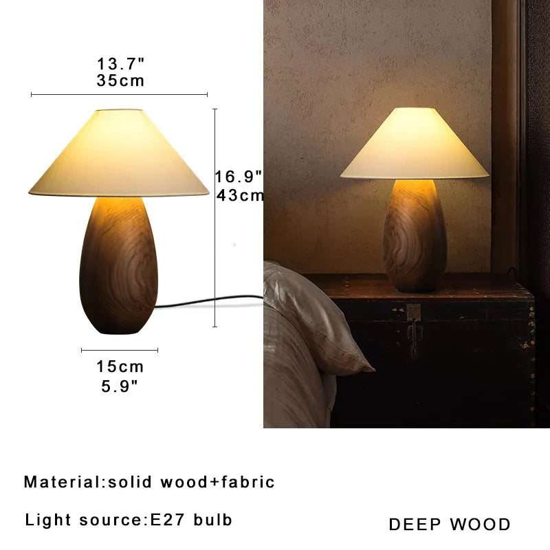 Afralia™ Retro Wood Carving Table Lamp Black Elegant Desk Light Home Office Decor