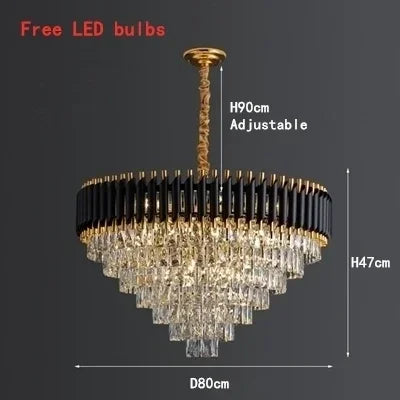 Afralia™ Black Crystal Chandelier: Modern Luxury LED Lighting for Living Room, Bedroom