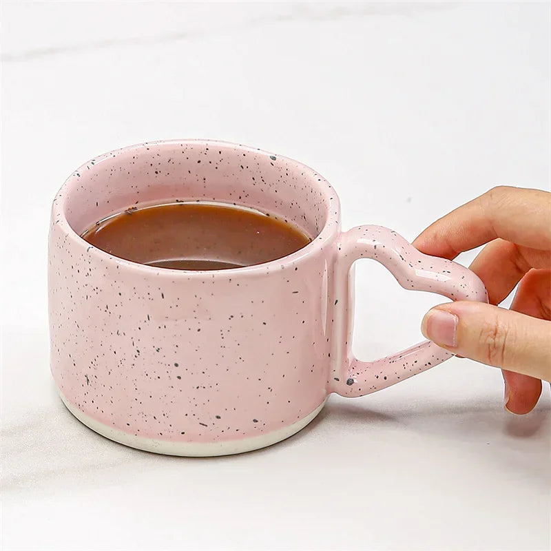 Afralia™ Love Handle Ceramic Cup | Breakfast Tea Coffee Mug | Office Valentine's Day Gift