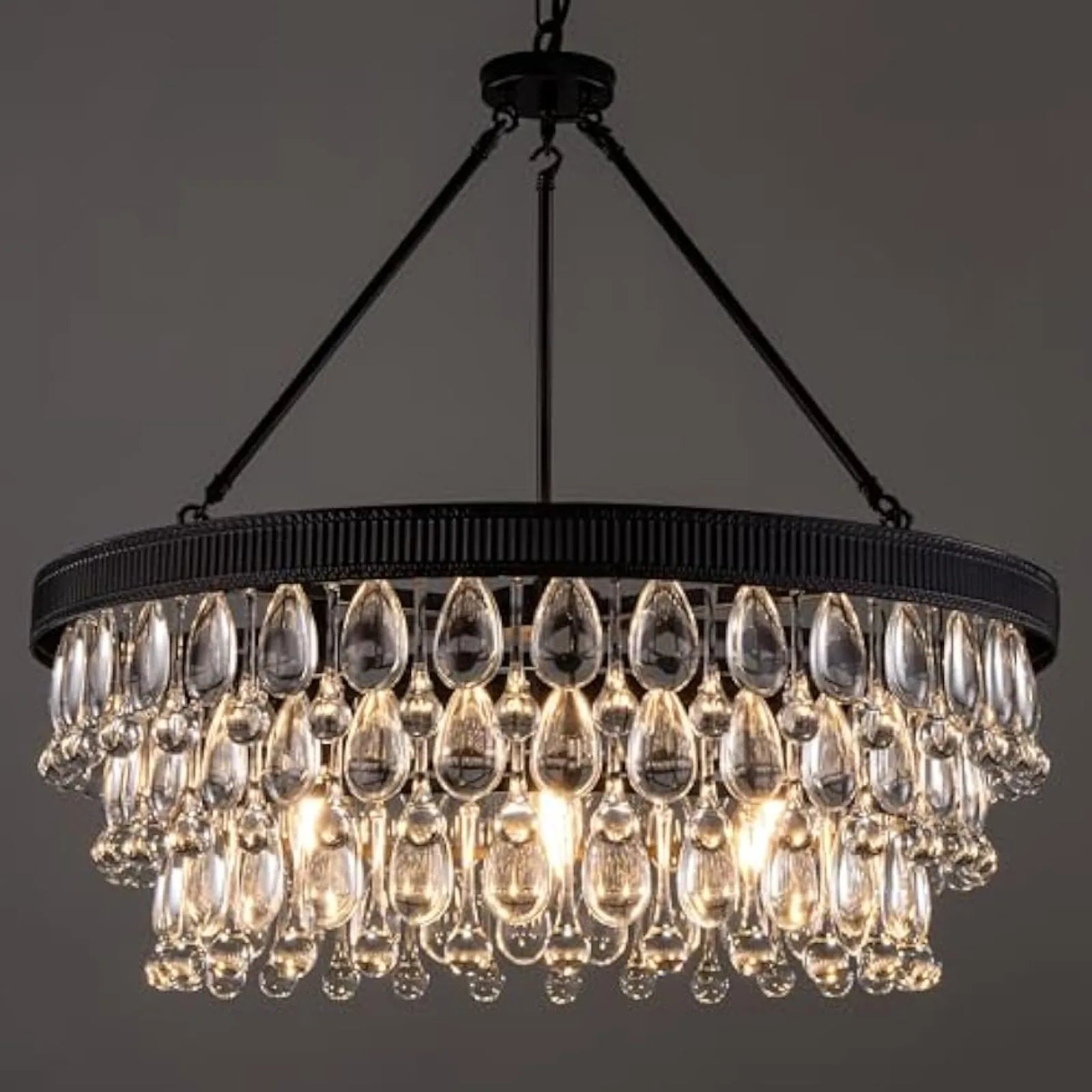 Afralia™ Black Crystal Chandelier, 6-Light Modern Farmhouse Luxury Fixture for Bedroom
