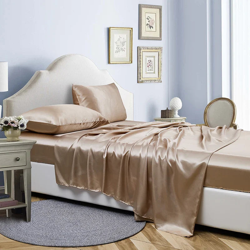 Afralia™ Luxury Satin Sheet Set: High End Rayon, 4 Pieces, King Queen Twin Full