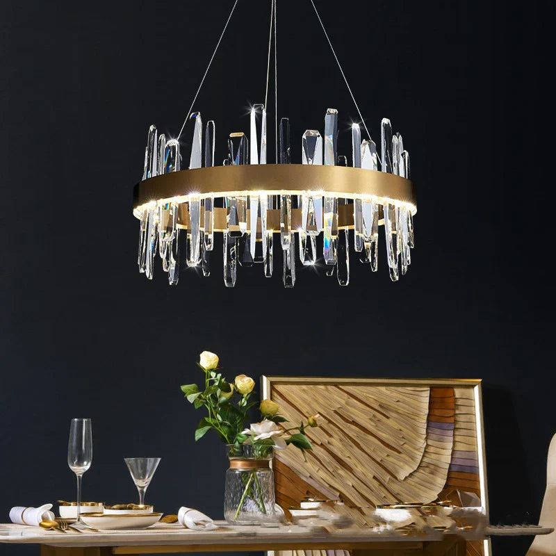 Afralia™ K9 Luxury Pendant Chandelier: Elegant Indoor LED Lighting for Kitchen, Living Room & Bedroom.